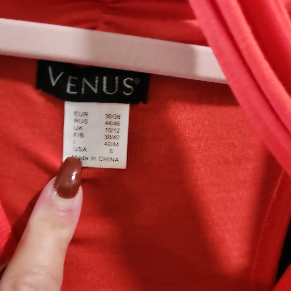 Venus Coral Red Cowl Neck Sleeveless Draped Cocktail Dress - Tie Waist - Picture 5 of 8